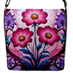 Fantasy Pink Flowers Stained Glass Flap Closure Messenger Bag (S)