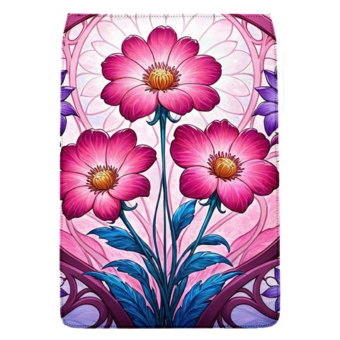 Fantasy Pink Flowers Stained Glass Removable Flap Cover (S) from ArtsNow.com Front