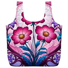 Fantasy Pink Flowers Stained Glass Full Print Recycle Bag (XL) from ArtsNow.com Front