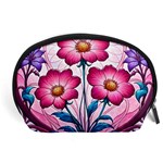 Fantasy Pink Flowers Stained Glass Accessory Pouch (Large)