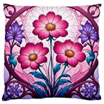 Fantasy Pink Flowers Stained Glass Standard Premium Plush Fleece Cushion Case (One Side)