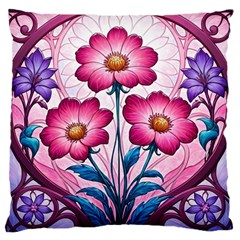 Fantasy Pink Flowers Stained Glass Standard Premium Plush Fleece Cushion Case (Two Sides) from ArtsNow.com Back