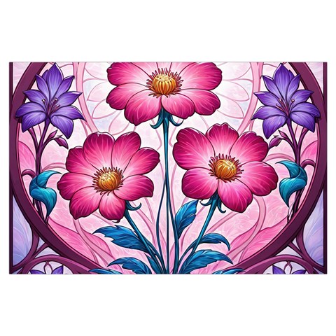 Fantasy Pink Flowers Stained Glass 16 x24  Lumbar Throw Cushion Case (Two Sides) from ArtsNow.com Front