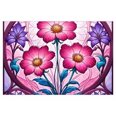 Fantasy Pink Flowers Stained Glass 16 x24  Lumbar Throw Cushion Case (Two Sides) from ArtsNow.com Front