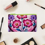 Fantasy Pink Flowers Stained Glass Cosmetic Bag (XS)