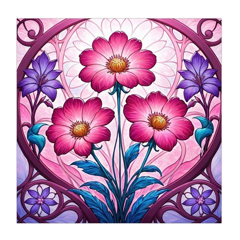 Fantasy Pink Flowers Stained Glass Duvet Cover (Queen Size) from ArtsNow.com Front