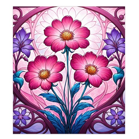 Fantasy Pink Flowers Stained Glass Duvet Cover (King Size) from ArtsNow.com Duvet Quilt