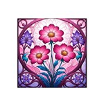 Fantasy Pink Flowers Stained Glass Satin Bandana Scarf 22  x 22 