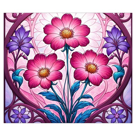 Fantasy Pink Flowers Stained Glass Zipper Large Tote Bag from ArtsNow.com Back