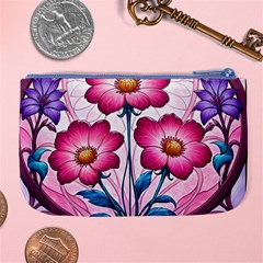 Fantasy Pink Flowers Stained Glass Large Coin Purse from ArtsNow.com Back