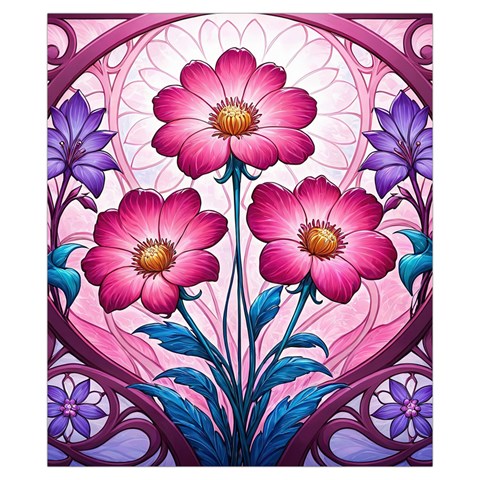 Fantasy Pink Flowers Stained Glass Drawstring Pouch (XS) from ArtsNow.com Front