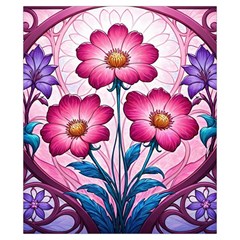 Fantasy Pink Flowers Stained Glass Drawstring Pouch (XS) from ArtsNow.com Front