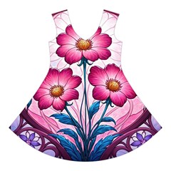 Fantasy Pink Flowers Stained Glass Short Sleeve V Front