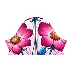 Fantasy Pink Flowers Stained Glass Short Sleeve V Left Sleeve