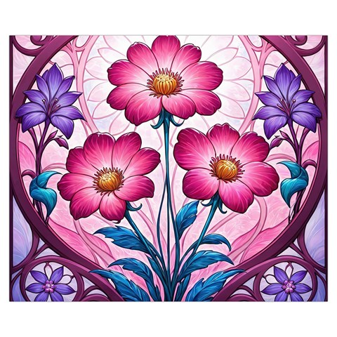 Fantasy Pink Flowers Stained Glass Medium Tote Bag from ArtsNow.com Back