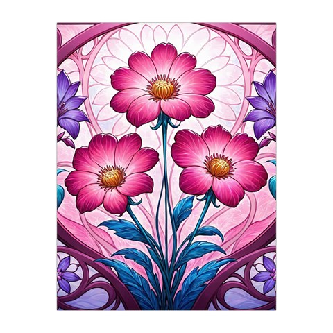 Fantasy Pink Flowers Stained Glass Medium Tapestry from ArtsNow.com Front