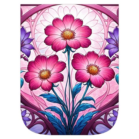 Fantasy Pink Flowers Stained Glass Waist Pouch (Small) from ArtsNow.com Front Pocket