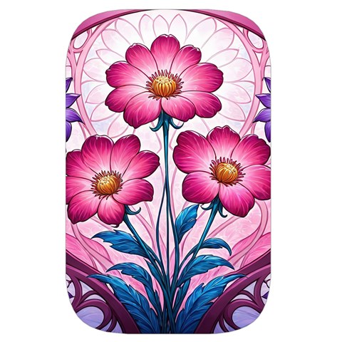 Fantasy Pink Flowers Stained Glass Belt Pouch Bag (Small) from ArtsNow.com Back