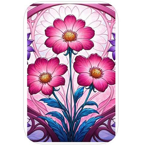 Fantasy Pink Flowers Stained Glass Belt Pouch Bag (Large) from ArtsNow.com Back