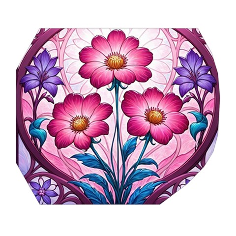 Fantasy Pink Flowers Stained Glass Belt Pouch Bag (Large) from ArtsNow.com Tape