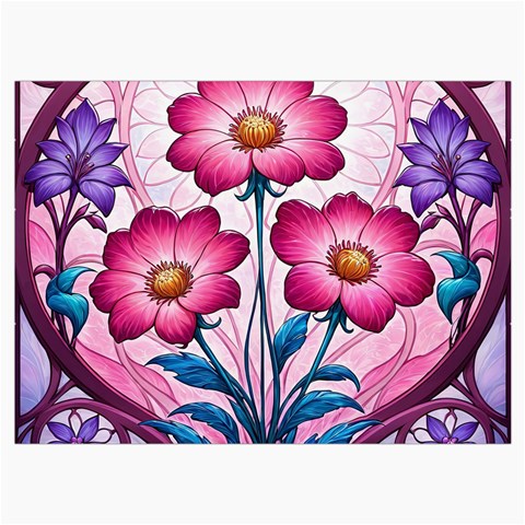 Fantasy Pink Flowers Stained Glass Roll Up Canvas Pencil Holder (M) from ArtsNow.com Front