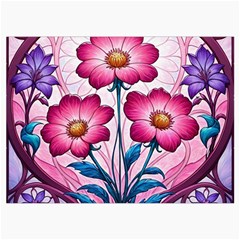 Fantasy Pink Flowers Stained Glass Roll Up Canvas Pencil Holder (L) from ArtsNow.com Front