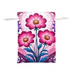 Fantasy Pink Flowers Stained Glass Lightweight Drawstring Pouch (S)