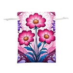 Fantasy Pink Flowers Stained Glass Lightweight Drawstring Pouch (L)