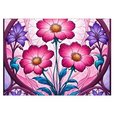 Fantasy Pink Flowers Stained Glass Wristlet Pouch Bag (Small) from ArtsNow.com Belt Loop