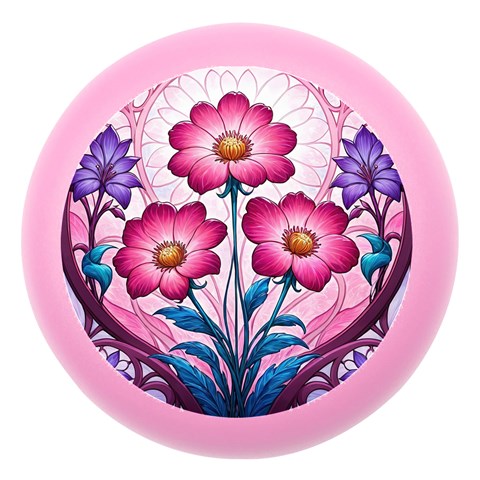 Fantasy Pink Flowers Stained Glass Dento Box with Mirror from ArtsNow.com Front