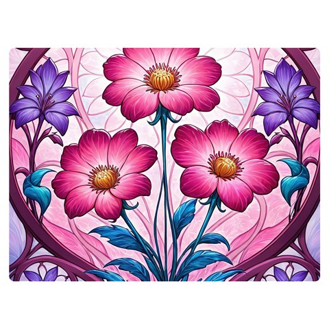 Fantasy Pink Flowers Stained Glass Premium Plush Fleece Blanket (Extra Small) from ArtsNow.com 40 x30  Blanket Front