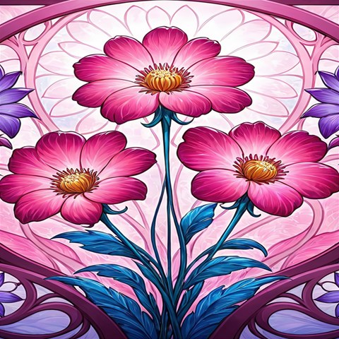 Fantasy Pink Flowers Stained Glass 5  x 7  Hardcover Notebook from ArtsNow.com Front Cover