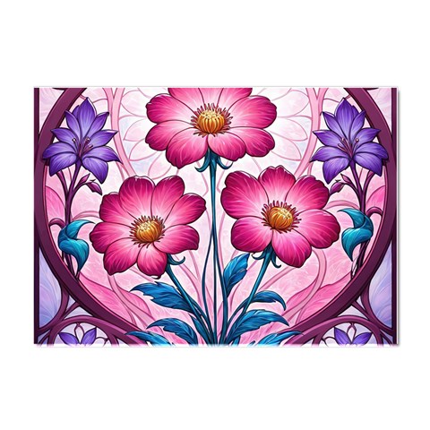 Fantasy Pink Flowers Stained Glass Crystal Sticker (A4) from ArtsNow.com Front