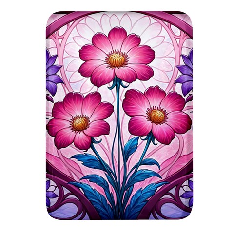 Fantasy Pink Flowers Stained Glass Rectangular Glass Fridge Magnet (4 pack) from ArtsNow.com Front