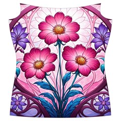 Fantasy Pink Flowers Stained Glass Women s Cut Out Long Sleeve T Front