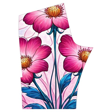 Fantasy Pink Flowers Stained Glass Men s Side Zip Front Pouch Ski And Snowboard Bib Pants	 from ArtsNow.com Back Left