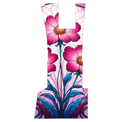 Fantasy Pink Flowers Stained Glass Men s Side Zip Front Pouch Ski And Snowboard Bib Pants	 from ArtsNow.com Front Bottom Left