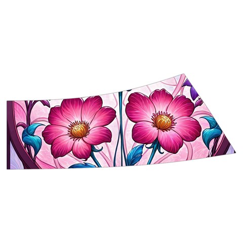 Fantasy Pink Flowers Stained Glass Men s Side Zip Front Pouch Ski And Snowboard Bib Pants	 from ArtsNow.com Waistband Back Left