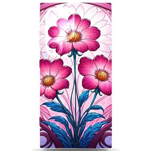 Fantasy Pink Flowers Stained Glass Samsung Galaxy S24 Ultra 6.9 Inch Black TPU UV Case from ArtsNow.com Front