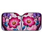 Fantasy Pink Flowers Stained Glass Car Windshield Sunshade