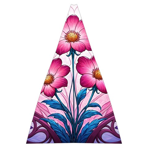 Fantasy Pink Flowers Stained Glass Automatic Folding Umbrella with Case (Large) from ArtsNow.com 13.71 x19.92  Umbrella - 5