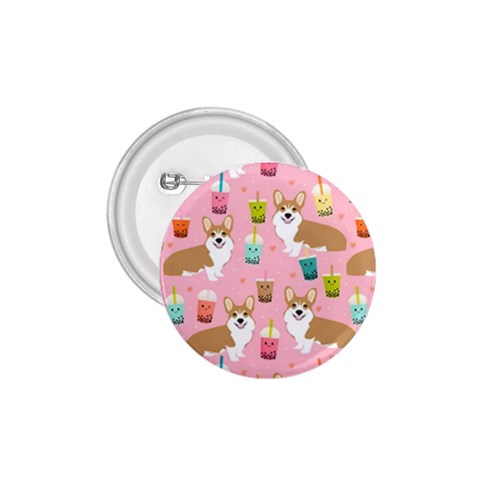 Corgi Bubble Boba Tea Pink Pattern 1.75  Buttons from ArtsNow.com Front