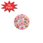 Corgi Bubble Boba Tea Pink Pattern 1  Mini Magnet (10 pack) 