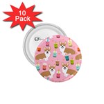 Corgi Bubble Boba Tea Pink Pattern 1.75  Buttons (10 pack)