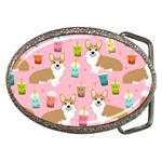 Corgi Bubble Boba Tea Pink Pattern Belt Buckles