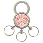 Corgi Bubble Boba Tea Pink Pattern 3-Ring Key Chain