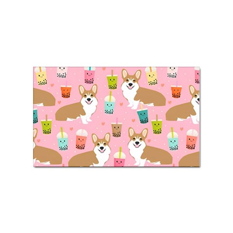 Corgi Bubble Boba Tea Pink Pattern Sticker (Rectangular) from ArtsNow.com Front