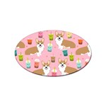 Corgi Bubble Boba Tea Pink Pattern Sticker Oval (100 pack)