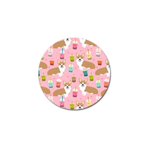 Corgi Bubble Boba Tea Pink Pattern Golf Ball Marker from ArtsNow.com Front