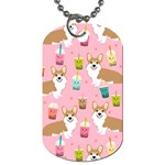 Corgi Bubble Boba Tea Pink Pattern Dog Tag (Two Sides)